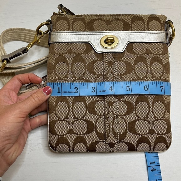 Coach Canvas Crossbody With Scarf & Silver Leather Detail - Picture 14 of 16